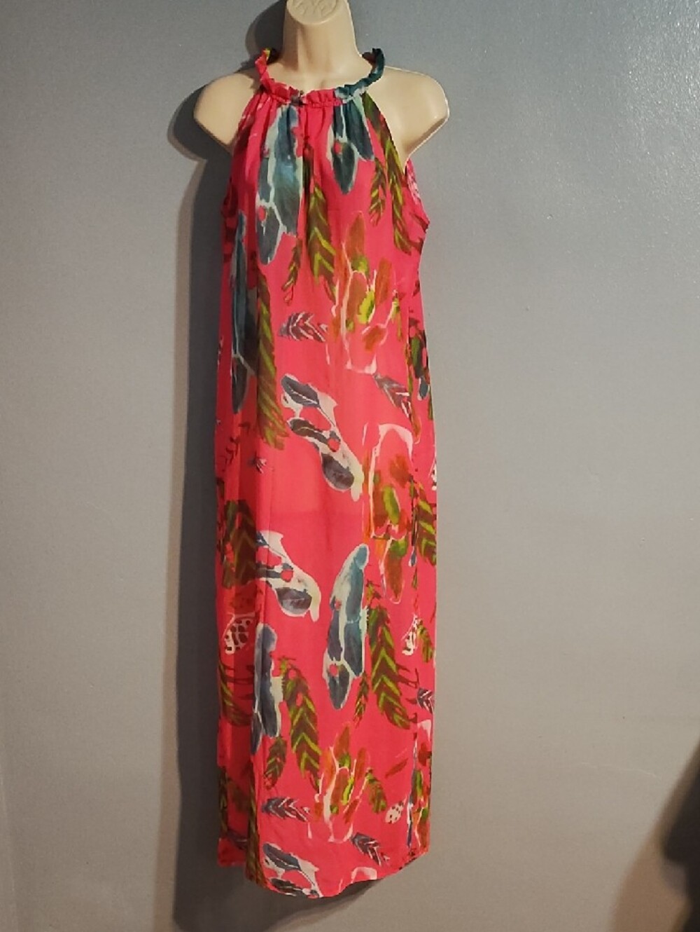 Tropical Pink Halter Maxi Dress - Picture 5 of 17